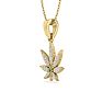 1/4 Carat Diamond and Emerald Weed Leaf Necklace In 14K Yellow Gold Image-3