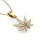 1/4 Carat Diamond and Emerald Weed Leaf Necklace In 14K Yellow Gold Image-4