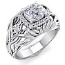 1 1/5 Carat Cushion Cut Halo Diamond Intricate Vine Engagement Ring In 14 Karat White Gold Image-2
