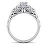 1 1/5 Carat Cushion Cut Halo Diamond Intricate Vine Engagement Ring In 14 Karat White Gold Image-3