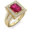 2 3/4 Carat Ruby and Halo Diamond Ring In 14 Karat Yellow Gold Image-2