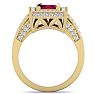 2 3/4 Carat Ruby and Halo Diamond Ring In 14 Karat Yellow Gold Image-3