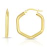 14 Karat Yellow Gold Hexagon Hoop Earrings, 3/4 Inch Image-1