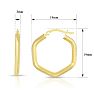 14 Karat Yellow Gold Hexagon Hoop Earrings, 3/4 Inch Image-2