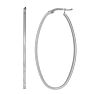 14 Karat White Gold Oval Hoop Earrings, 1 3/4 Inch Image-1