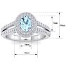 Aquamarine Ring: Aquamarine Jewelry: 1 3/4 Carat Oval Shape Aquamarine and Halo Diamond Ring In 14 Karat White Gold Image-5