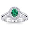 1 3/4 Carat Oval Shape Emerald and Halo Diamond Ring In 14 Karat White Gold Image-1