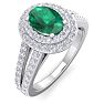 1 3/4 Carat Oval Shape Emerald and Halo Diamond Ring In 14 Karat White Gold Image-2