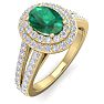 1 3/4 Carat Oval Shape Emerald and Halo Diamond Ring In 14 Karat Yellow Gold Image-2