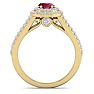 2 Carat Oval Shape Ruby and Halo Diamond Ring In 14 Karat Yellow Gold Image-3