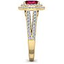 2 Carat Oval Shape Ruby and Halo Diamond Ring In 14 Karat Yellow Gold Image-4