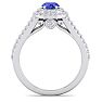 2 Carat Oval Shape Tanzanite and Halo Diamond Ring In 14 Karat White Gold Image-3