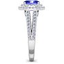 2 Carat Oval Shape Tanzanite and Halo Diamond Ring In 14 Karat White Gold Image-4