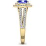 2 Carat Oval Shape Tanzanite and Halo Diamond Ring In 14 Karat Yellow Gold Image-4
