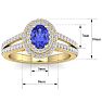 2 Carat Oval Shape Tanzanite and Halo Diamond Ring In 14 Karat Yellow Gold Image-5