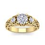 1 1/4 Carat Round Shape Diamond Intricate Vine Engagement Ring In 14 Karat Yellow Gold Image-1