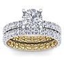 3 Carat Round Shape Diamond Bridal Set In Quilted 14 Karat White and Yellow Gold Image-1