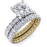 3 Carat Round Shape Diamond Bridal Set In Quilted 14 Karat White and Yellow Gold Image-2