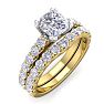 1 3/4 Carat Cushion Cut Diamond Bridal Set In 14 Karat Yellow Gold Image-2