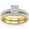 1 3/4 Carat Cushion Cut Diamond Bridal Set In 14 Karat Yellow Gold Image-1