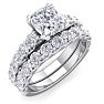 2 1/2 Carat Cushion Cut Diamond Bridal Set In 14 Karat White Gold Image-2
