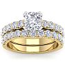 2 1/2 Carat Cushion Cut Diamond Bridal Set In 14 Karat Yellow Gold Image-1