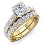 2 1/2 Carat Cushion Cut Diamond Bridal Set In 14 Karat Yellow Gold Image-2