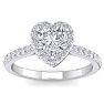 1 1/3 Carat Heart Shape Halo Diamond Engagement Ring In 14 Karat White Gold Image-1