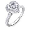 1 1/3 Carat Heart Shape Halo Diamond Engagement Ring In 14 Karat White Gold Image-2