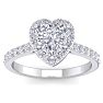 1 3/4 Carat Heart Shape Halo Diamond Engagement Ring In 14 Karat White Gold Image-1