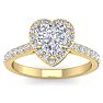 1 3/4 Carat Heart Shape Halo Diamond Engagement Ring In 14 Karat Yellow Gold Image-1