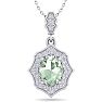 1 1/3 Carat Oval Shape Green Amethyst and Diamond Necklace In 14 Karat White Gold, 18 Inches Image-1