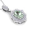 1 1/3 Carat Oval Shape Green Amethyst and Diamond Necklace In 14 Karat White Gold, 18 Inches Image-4