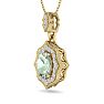1 1/3 Carat Oval Shape Green Amethyst and Diamond Necklace In 14 Karat Yellow Gold, 18 Inches Image-2
