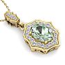 1 1/3 Carat Oval Shape Green Amethyst and Diamond Necklace In 14 Karat Yellow Gold, 18 Inches Image-4