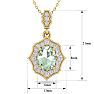 1 1/3 Carat Oval Shape Green Amethyst and Diamond Necklace In 14 Karat Yellow Gold, 18 Inches Image-5