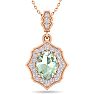 1 1/3 Carat Oval Shape Green Amethyst and Diamond Necklace In 14 Karat Rose Gold, 18 Inches Image-1