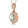 1 1/3 Carat Oval Shape Green Amethyst and Diamond Necklace In 14 Karat Rose Gold, 18 Inches Image-2