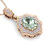 1 1/3 Carat Oval Shape Green Amethyst and Diamond Necklace In 14 Karat Rose Gold, 18 Inches Image-4