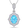 1 3/4 Carat Oval Shape Blue Topaz and Diamond Necklace In 14 Karat White Gold, 18 Inches Image-1