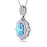 1 3/4 Carat Oval Shape Blue Topaz and Diamond Necklace In 14 Karat White Gold, 18 Inches Image-2