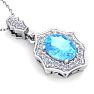 1 3/4 Carat Oval Shape Blue Topaz and Diamond Necklace In 14 Karat White Gold, 18 Inches Image-4
