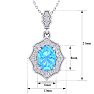 1 3/4 Carat Oval Shape Blue Topaz and Diamond Necklace In 14 Karat White Gold, 18 Inches Image-5