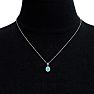 1 3/4 Carat Oval Shape Blue Topaz and Diamond Necklace In 14 Karat White Gold, 18 Inches Image-6