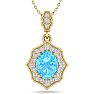 1 3/4 Carat Oval Shape Blue Topaz and Diamond Necklace In 14 Karat Yellow Gold, 18 Inches Image-1