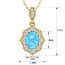 1 3/4 Carat Oval Shape Blue Topaz and Diamond Necklace In 14 Karat Yellow Gold, 18 Inches Image-5