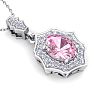 1 3/4 Carat Oval Shape Pink Topaz and Diamond Necklace In 14 Karat White Gold, 18 Inches Image-4