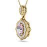 Pink Gemstones 1 3/4 Carat Oval Shape Pink Topaz and Diamond Necklace In 14 Karat Yellow Gold, 18 Inches Image-2