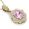 Pink Gemstones 1 3/4 Carat Oval Shape Pink Topaz and Diamond Necklace In 14 Karat Yellow Gold, 18 Inches Image-4