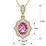 Pink Gemstones 1 3/4 Carat Oval Shape Pink Topaz and Diamond Necklace In 14 Karat Yellow Gold, 18 Inches Image-5